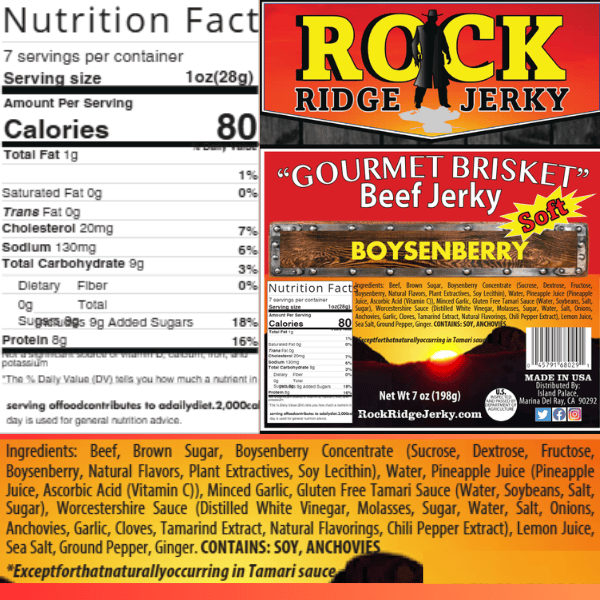 BOYSENBERRY Brisket beef jerky | Best SOFT Brisket jerky 7oz Bag
