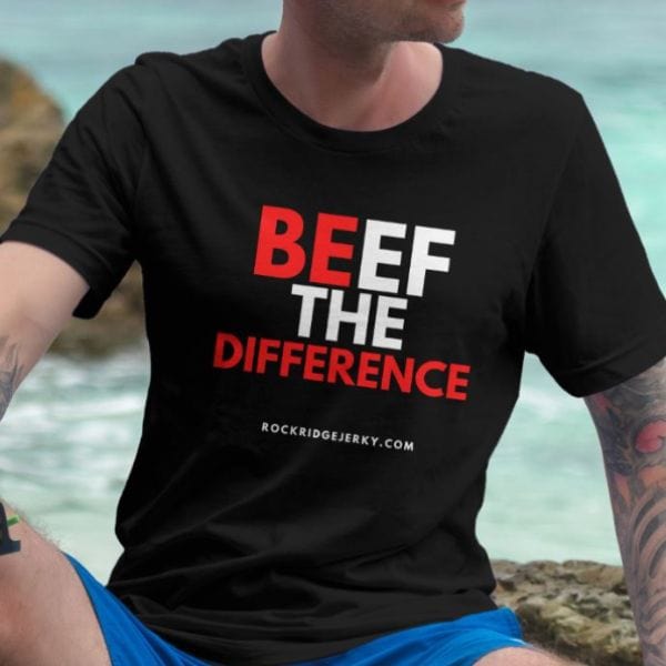Beef the Difference T shirt warn by a man.