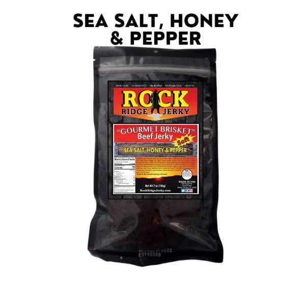 7oz bag Sea Salt Honey and pepper brisket jerky
