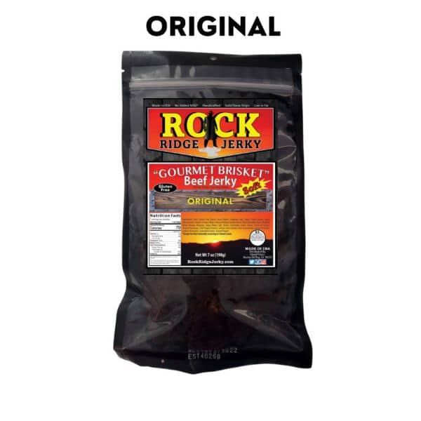 Original Brisket beef jerky 7 oz bag of rock ridge jerky